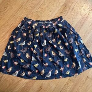 Bird Print Blue Skirt